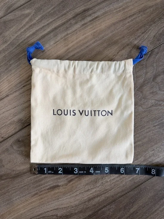 Louis Vuitton Small Drawstring Dust Bag Breathable 6.5” x 6.5” Cotton Cream Blue - Picture 1 of 6